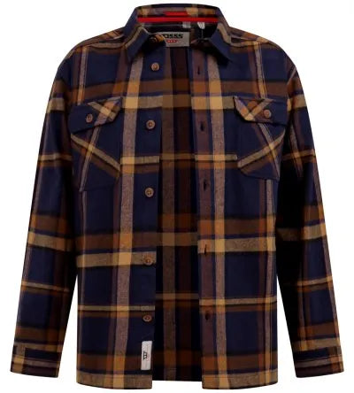 DUKE 555 ALDERSHOT TAN & NAVY HEAVY SHACKET OVERSHIRT BIG SIZE