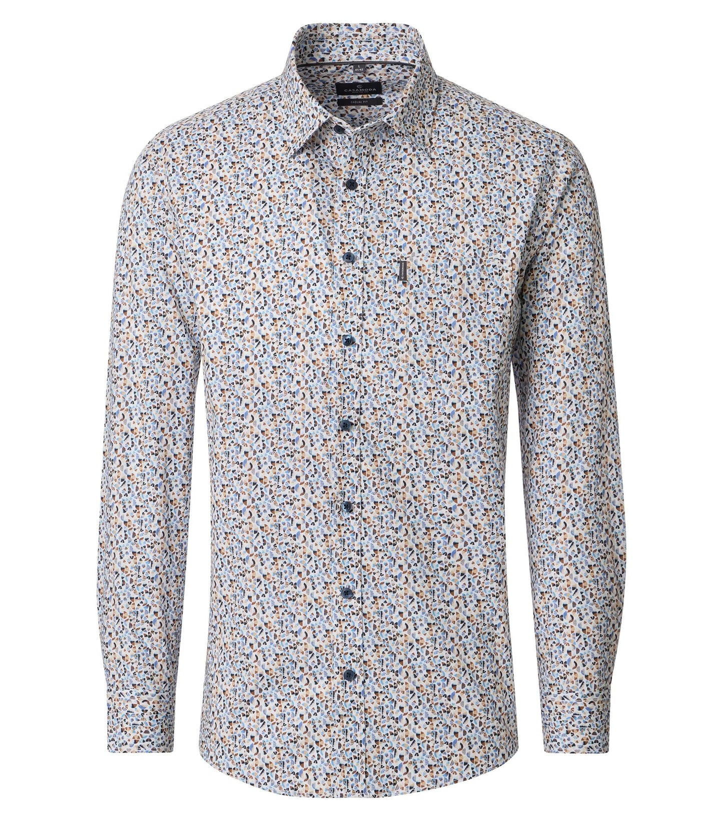 Casa Moda Kent Casual Fit overhemd beige print