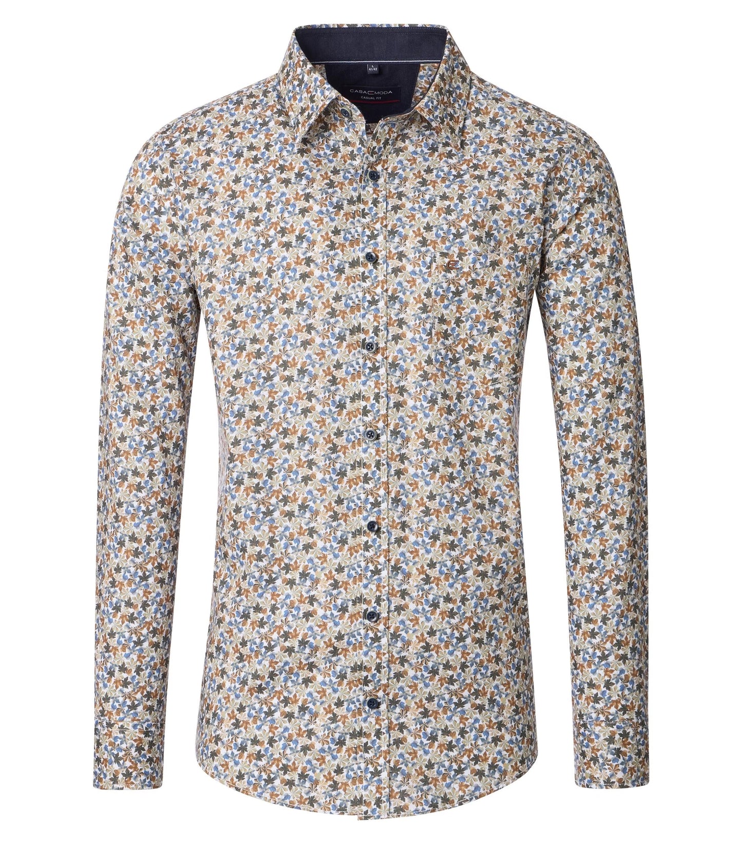 Casa Moda leisure shirt 1/1 sleeve kent print blue