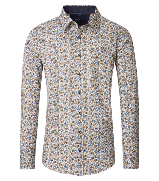 Casa Moda leisure shirt 1/1 sleeve kent print blue