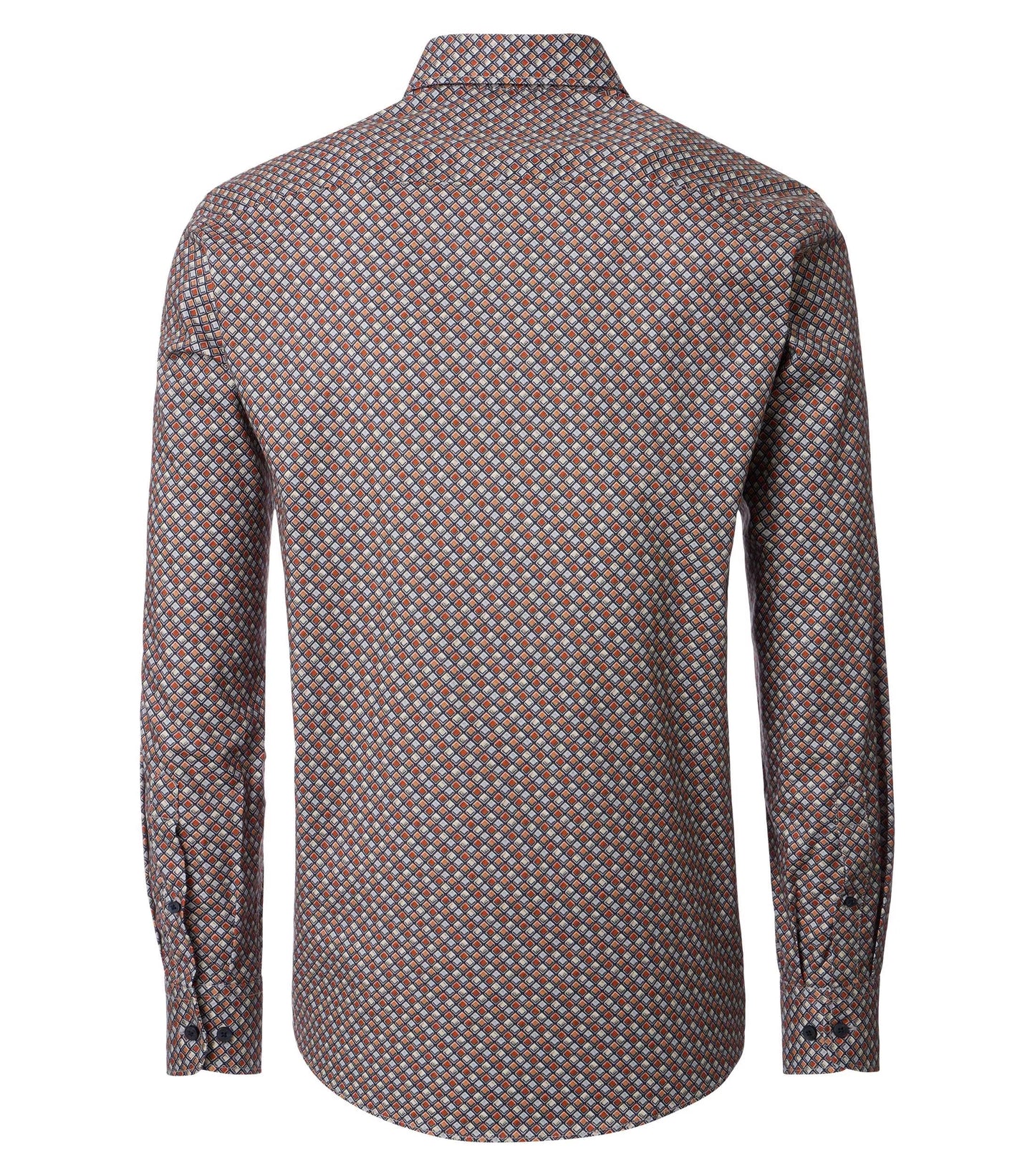 Casa Moda overhemd oranje bruin blok