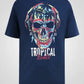 Duke LINTON-D555 Tropical Skull Printed Crew Neck T-shirt