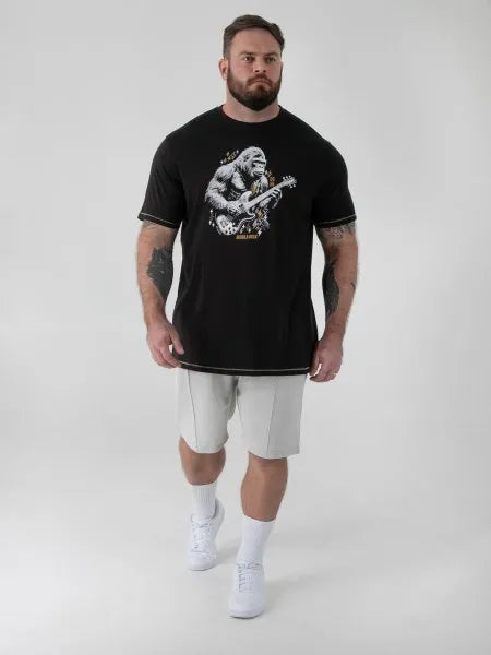 Duke MACFARLAN-D555 Gorilla Playing Guitar Printed Crew Neck T-shirt
