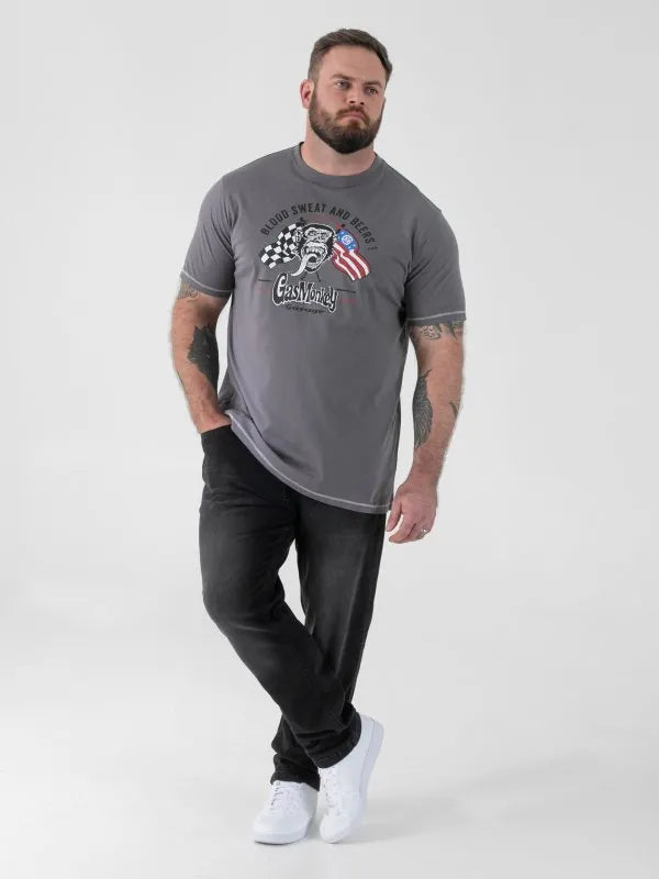 Duke JASPER-D555 Official Gas Monkey Printed Crew Neck T-Shirt