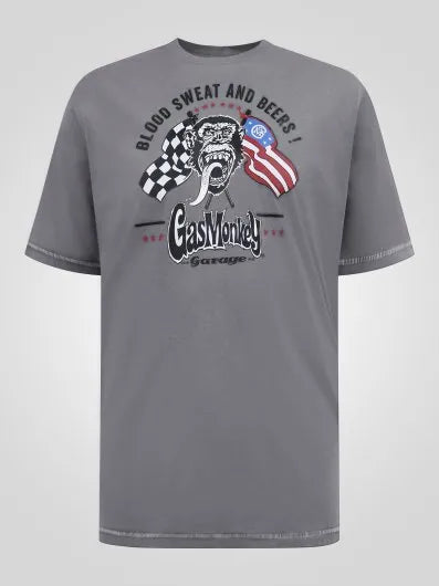Duke JASPER-D555 Official Gas Monkey Printed Crew Neck T-Shirt