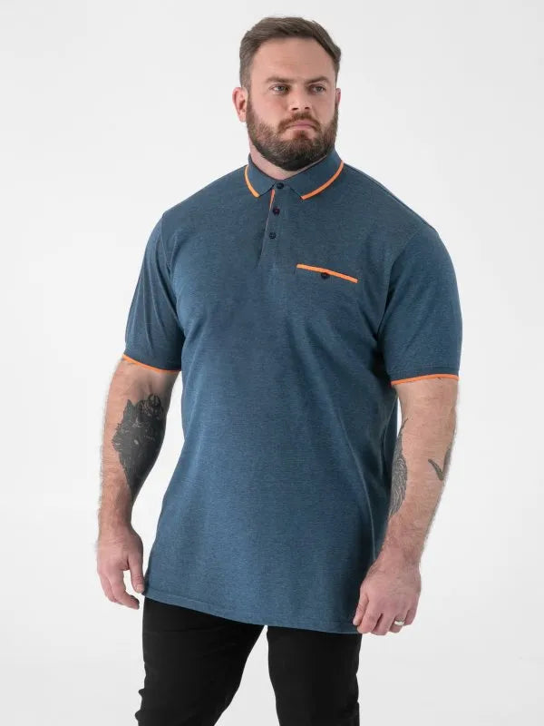 Duke   HARVEY 3-D555 Teal Pique Polo With Jacquard Collar And Cuffs