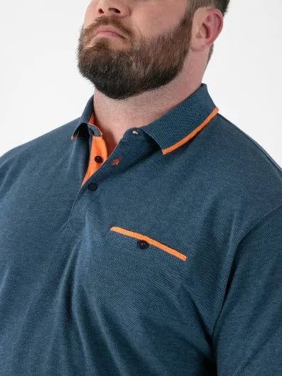 Duke   HARVEY 3-D555 Teal Pique Polo With Jacquard Collar And Cuffs