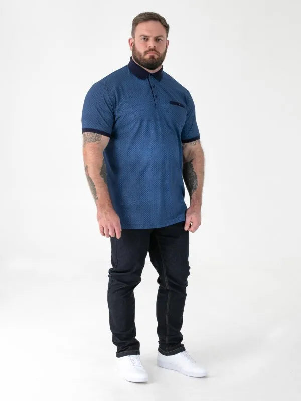 Duke   MURRAY-D555 AO Printed Jacquard Collar And Cuff S/S Polo