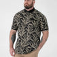 Duke  PALMER-D555 AO Leaf Printed Jacquard Collar & Cuff S/S Polo BIG SIZE