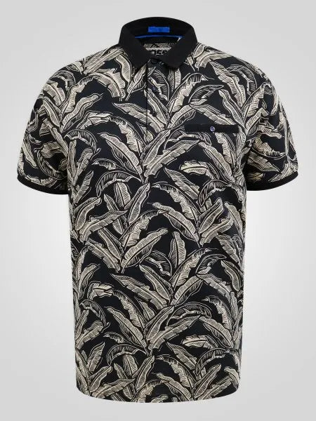 Duke  PALMER-D555 AO Leaf Printed Jacquard Collar & Cuff S/S Polo BIG SIZE
