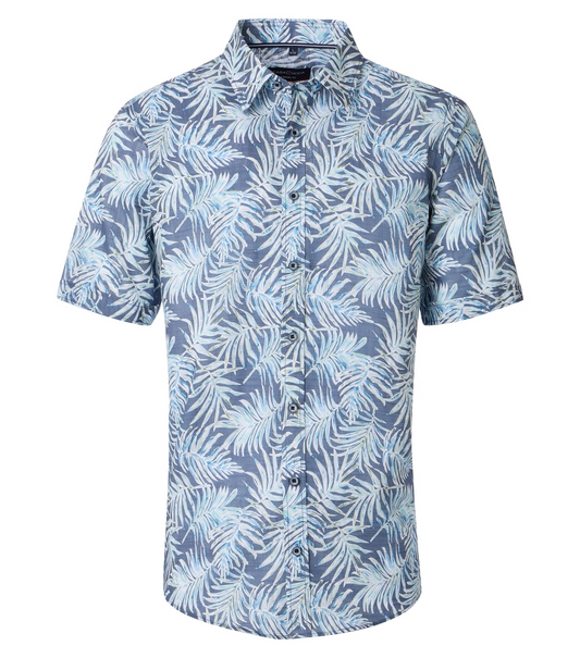 Casa Moda overhemd blauw palmbladeren