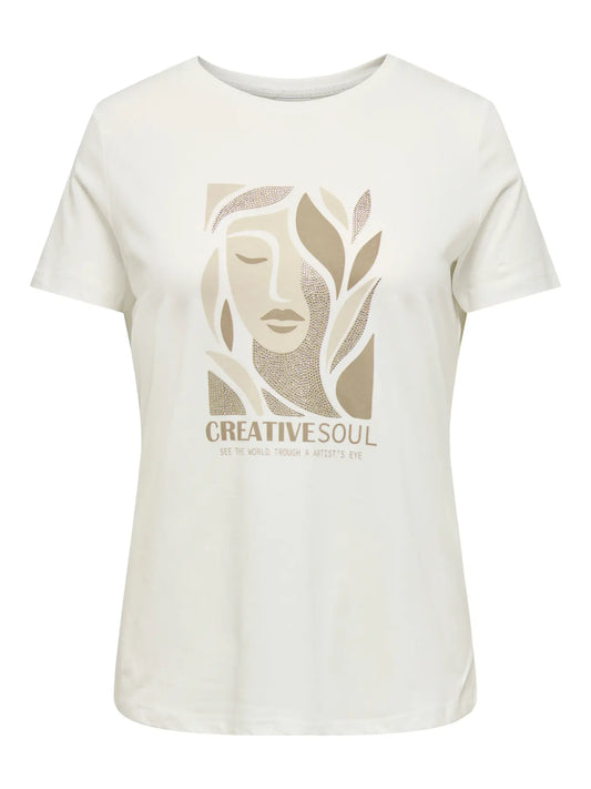 ONLY CARMAKOMA  CARCRUZ SS O-NECK REG TEE JRS