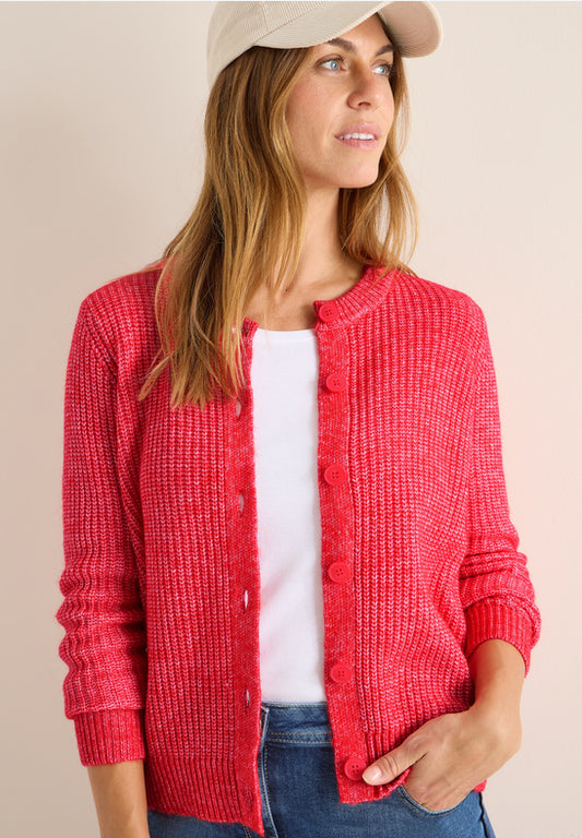 Cecil buttoned melange Cardigan fiery red