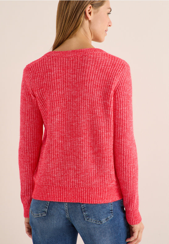 Cecil buttoned melange Cardigan fiery red