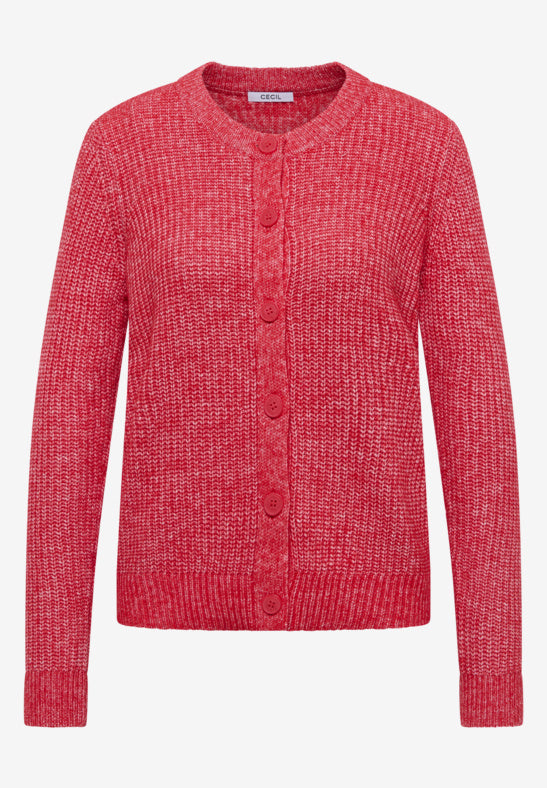 Cecil buttoned melange Cardigan fiery red