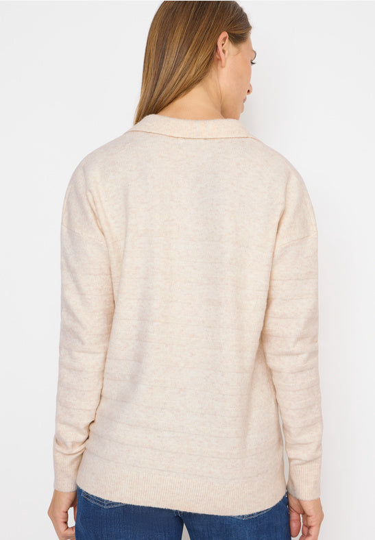 Cecil Cosy Polo Style oat milk beige melange