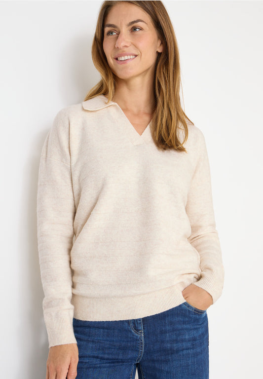 Cecil Cosy Polo Style oat milk beige melange