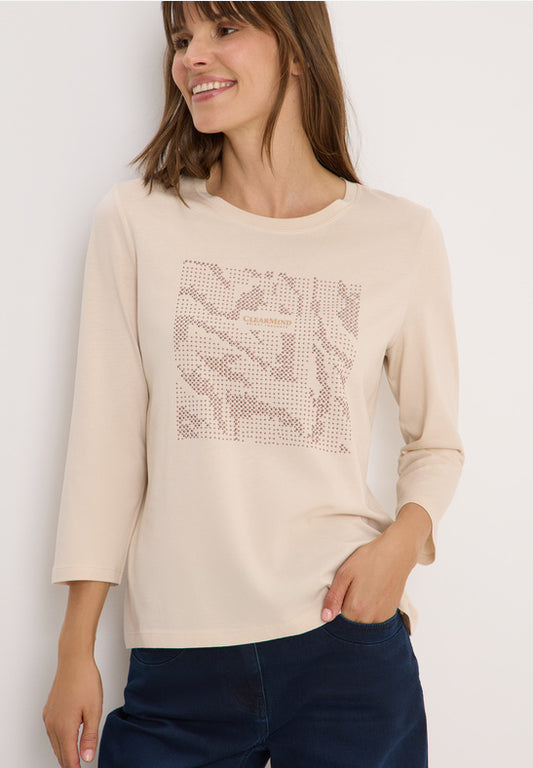 Cecil Clear Mind FP T-Shirt Oat milk beige