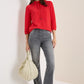 Cecil Solid Ottoman Funnel Neck fiery red