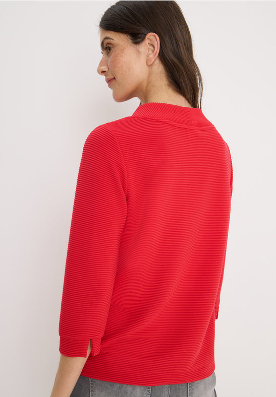Cecil Solid Ottoman Funnel Neck fiery red