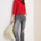 Cecil Solid Ottoman Funnel Neck fiery red