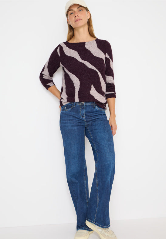 Cecil Feather Yarn trui eggplant red