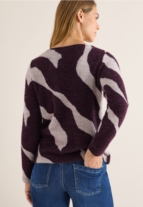 Cecil Feather Yarn trui eggplant red