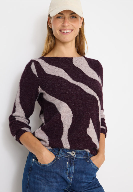 Cecil Feather Yarn trui eggplant red