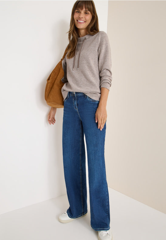 Cecil Rib Funnel Neck chocolate melange