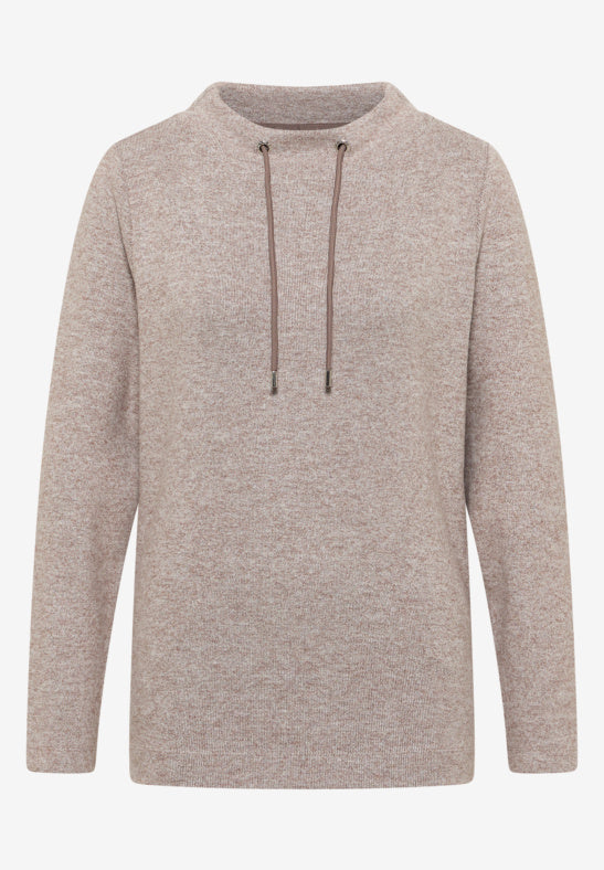 Cecil Rib Funnel Neck chocolate melange