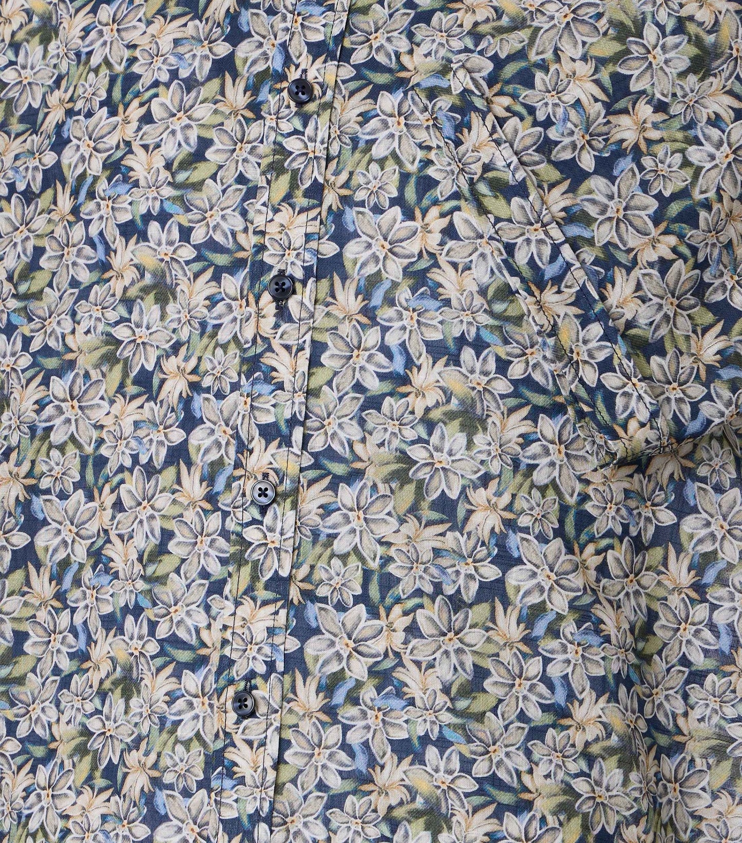 Casa Moda Overhemd Korte mouw Bloemenprint Blauw