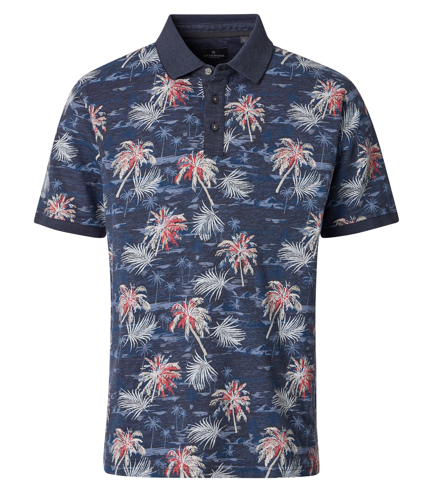 CASAMODA PATTERNED POLO KLEUR DARK NAVY