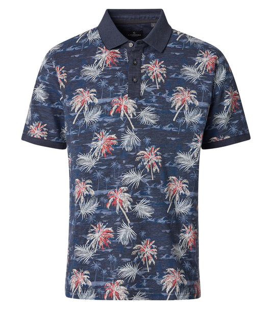 CASAMODA PATTERNED POLO KLEUR DARK NAVY