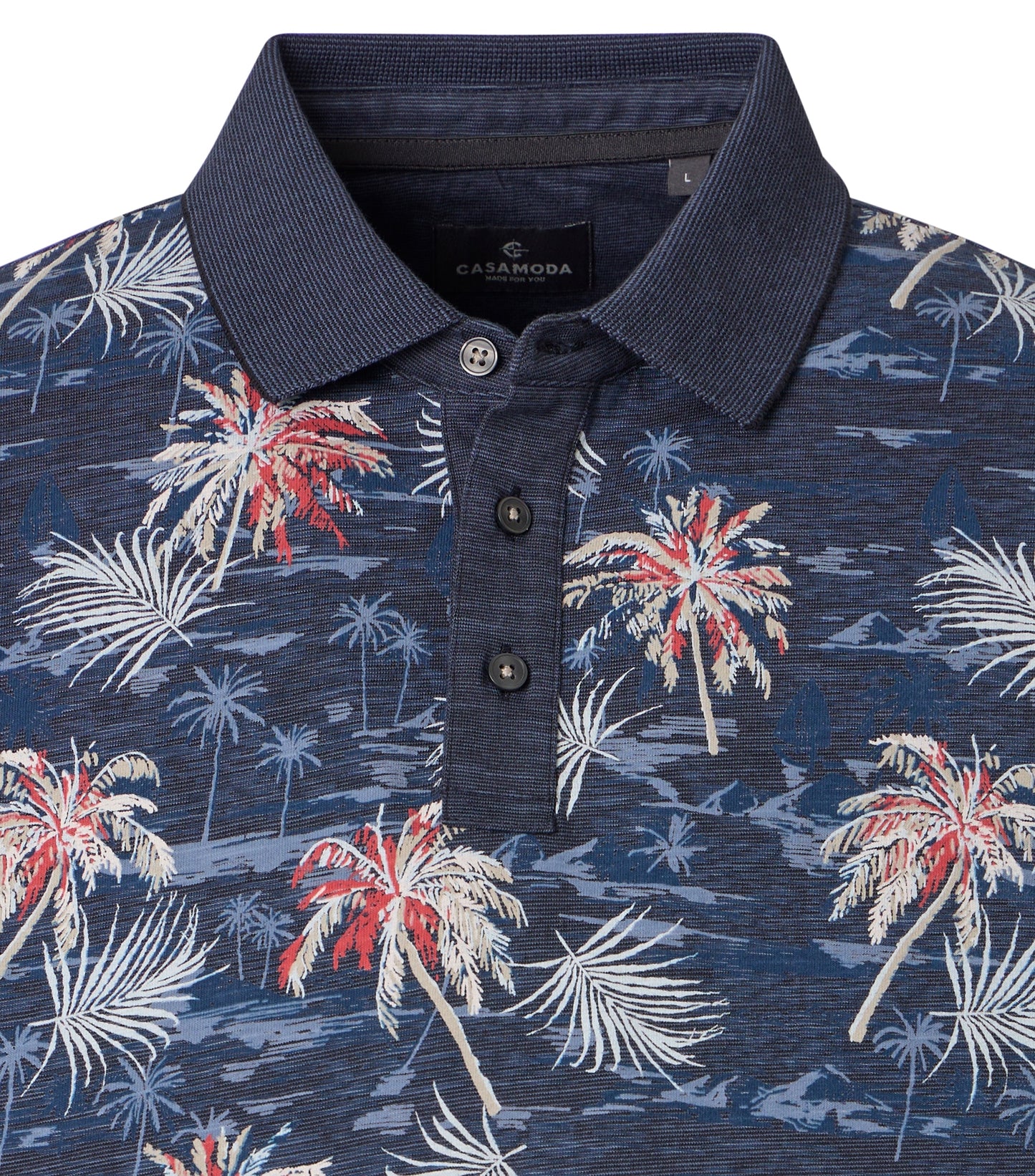 CASAMODA PATTERNED POLO KLEUR DARK NAVY
