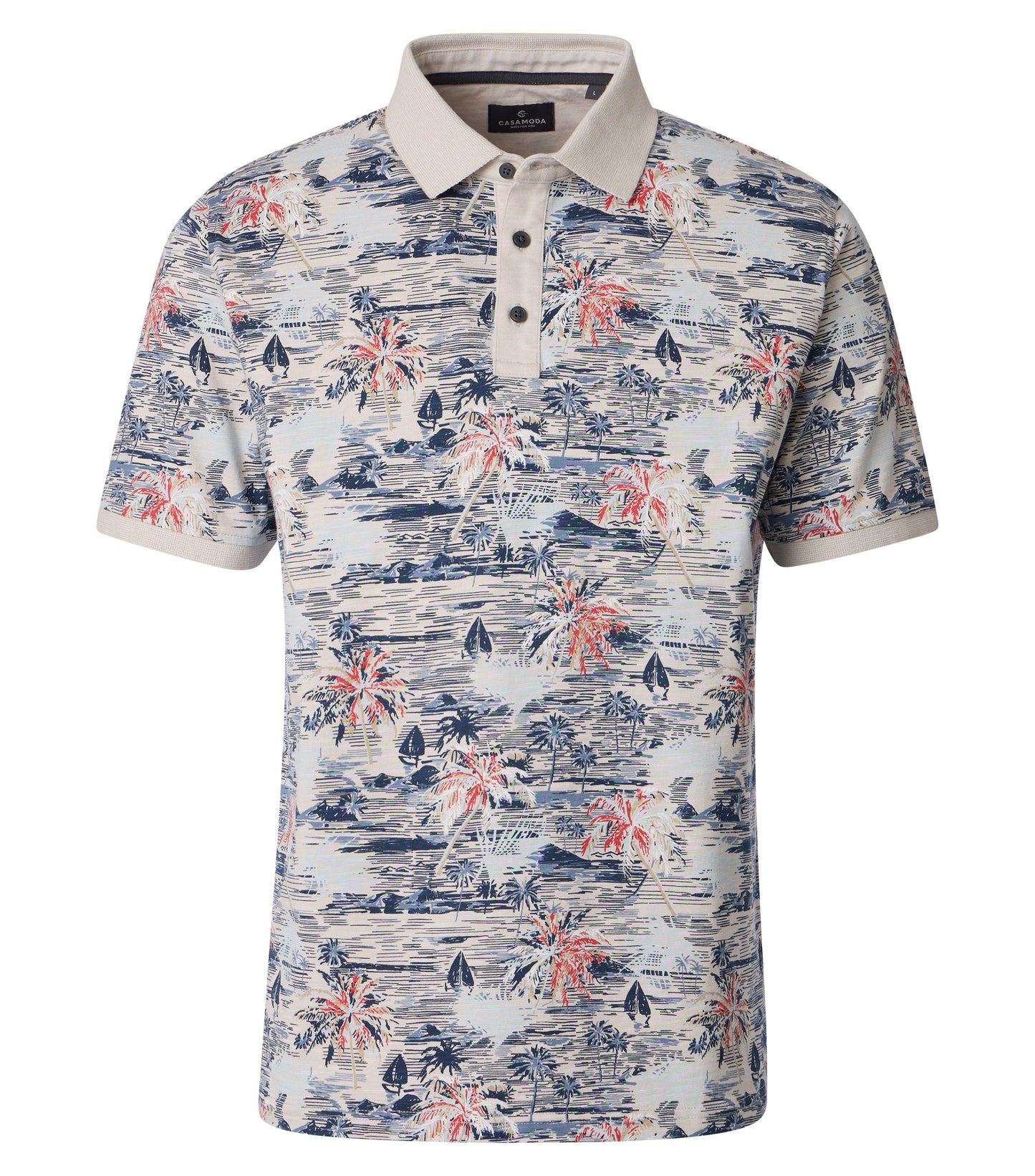 CASAMODA PATTERNED POLO KLEUR PUMICE STONE
