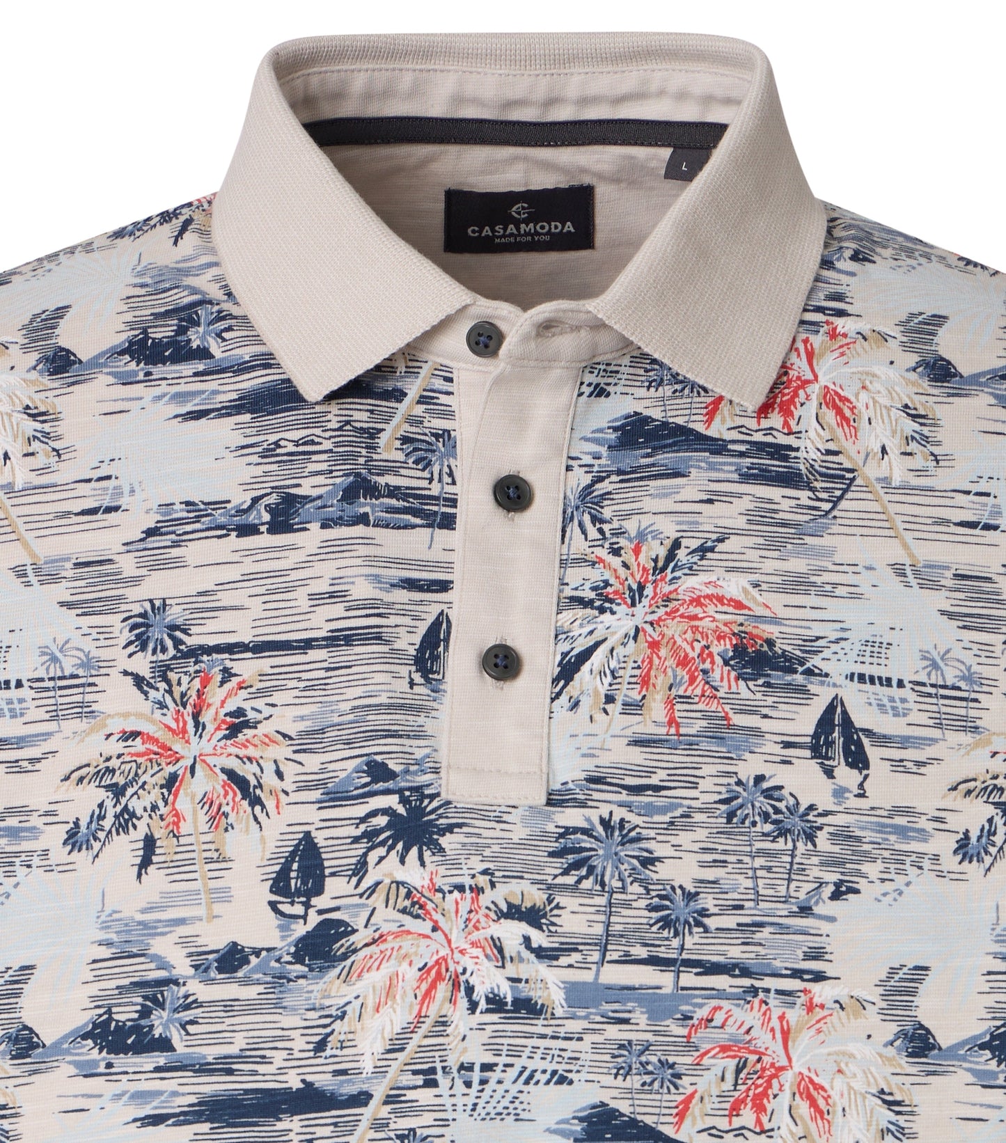 CASAMODA PATTERNED POLO KLEUR PUMICE STONE