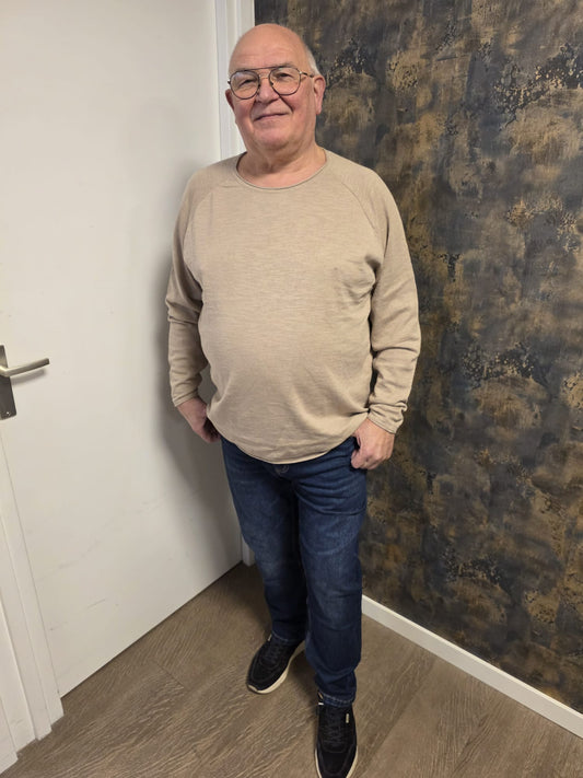 JACK&JONES JJBREEZE KNIT CREW NECK BEIGE