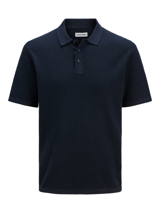 JACK&JONES  JJEGEORGE KNIT POLO SS SN PLS BLAUW