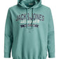 JACK&JONES  JJELOGO SWEAT HOOD 2 COL MINERAL BLUE