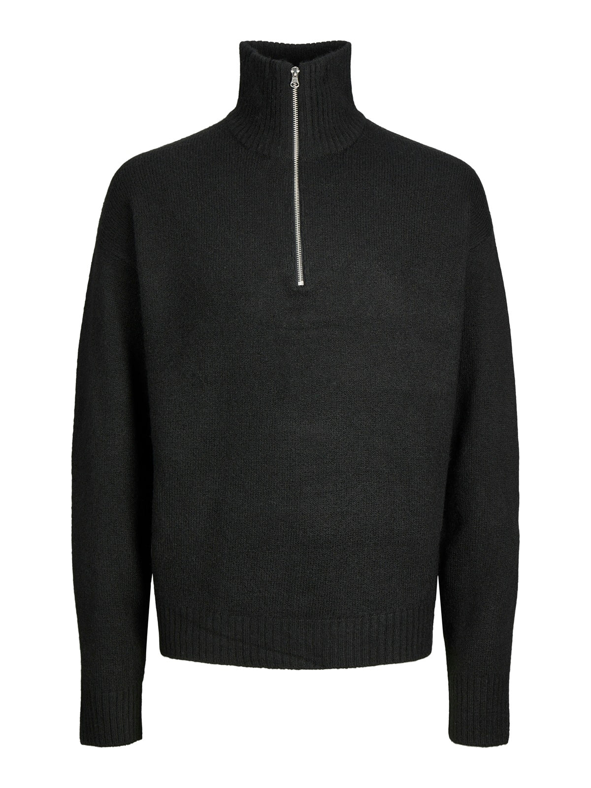 JACK&JONES JOROLLIE KNIT HALF ZIP PLS ZWART