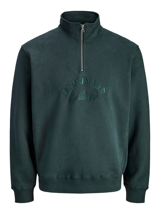 JACK&JONES  JORBLEECKER BRANDING SWEAT HIGH N BF PLS GROEN