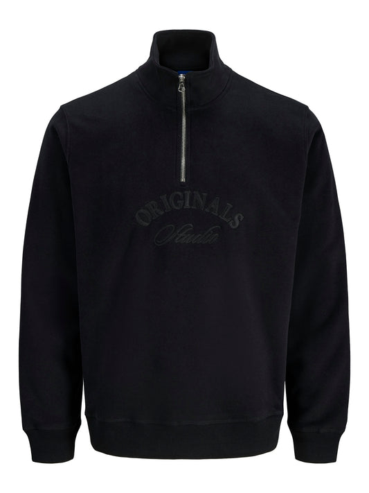 JACK&JONES  JORBLEECKER BRANDING SWEAT HIGH N BF PLS ZWART