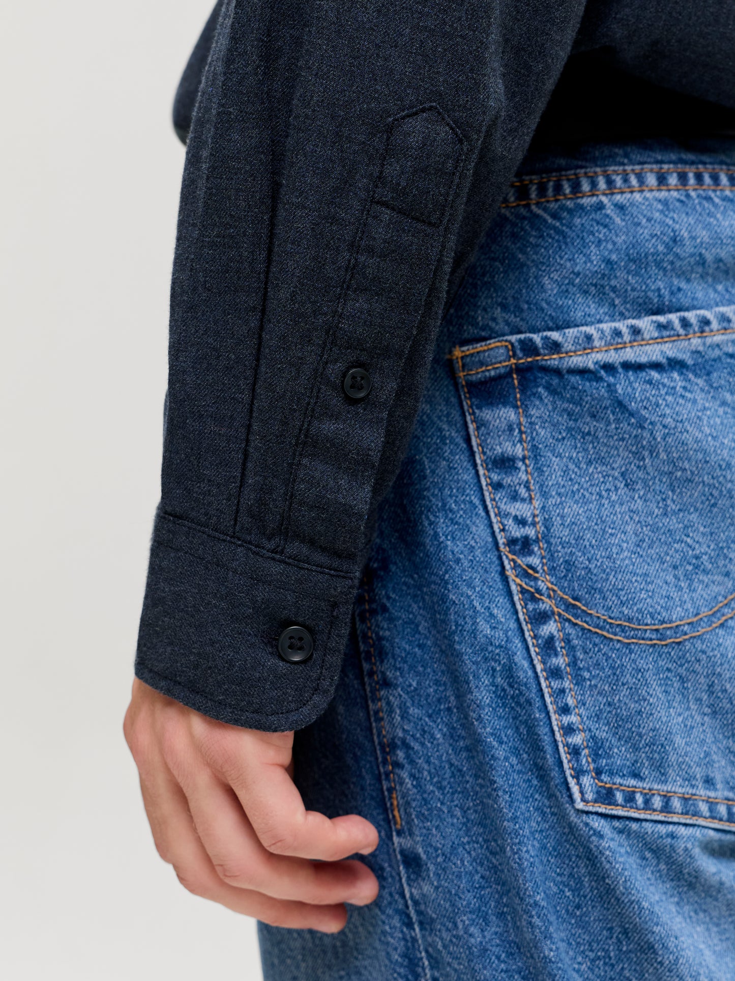 JACK&JONES  JJEFIELD MELANGE SHIRT LS SN PLS BLAUW