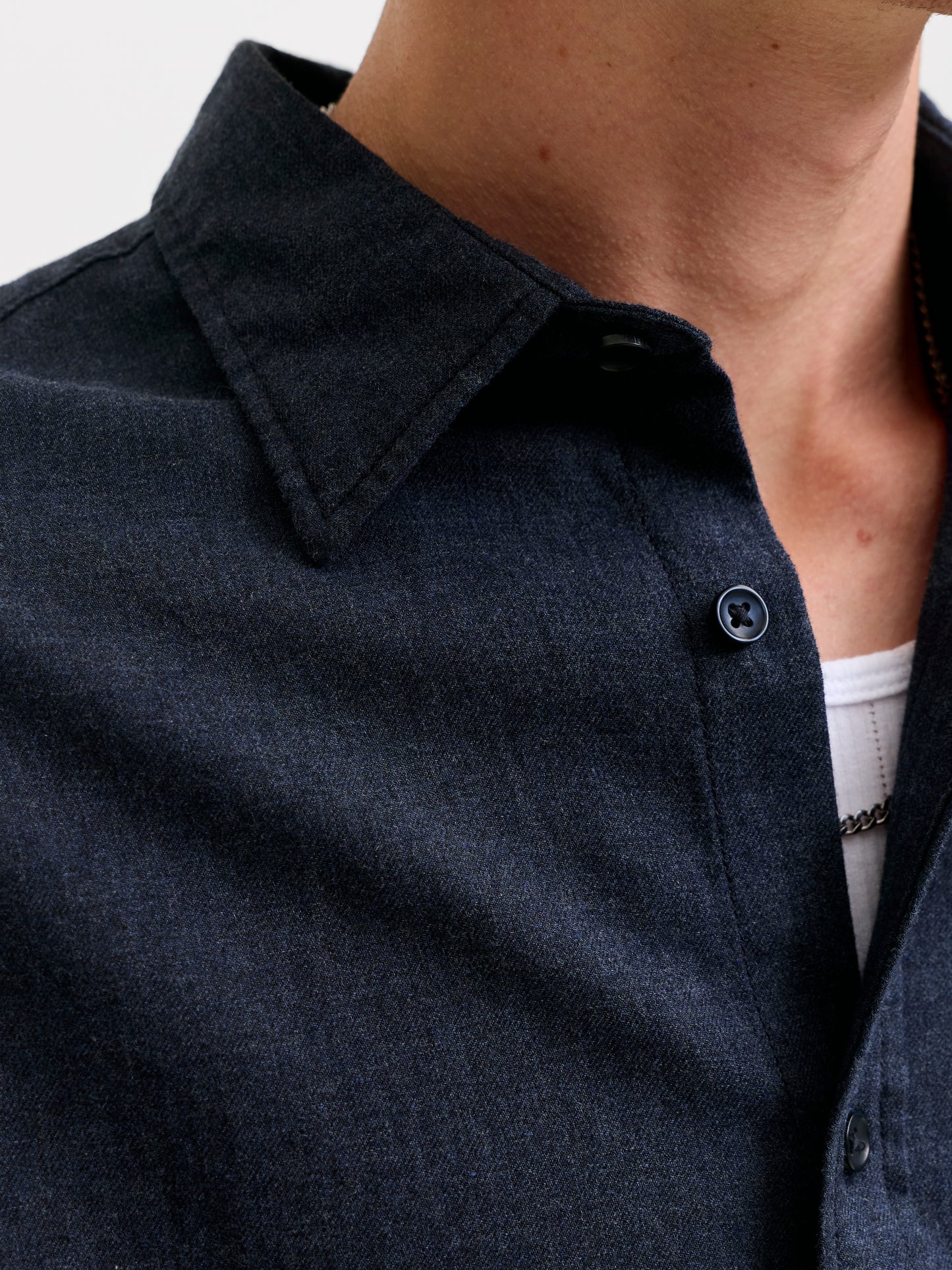 JACK&JONES  JJEFIELD MELANGE SHIRT LS SN PLS BLAUW