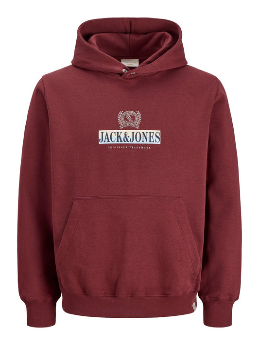 JACK&JONES JORFREDERIKSBERG GRAPHIC BOX SWEAT  ROOD