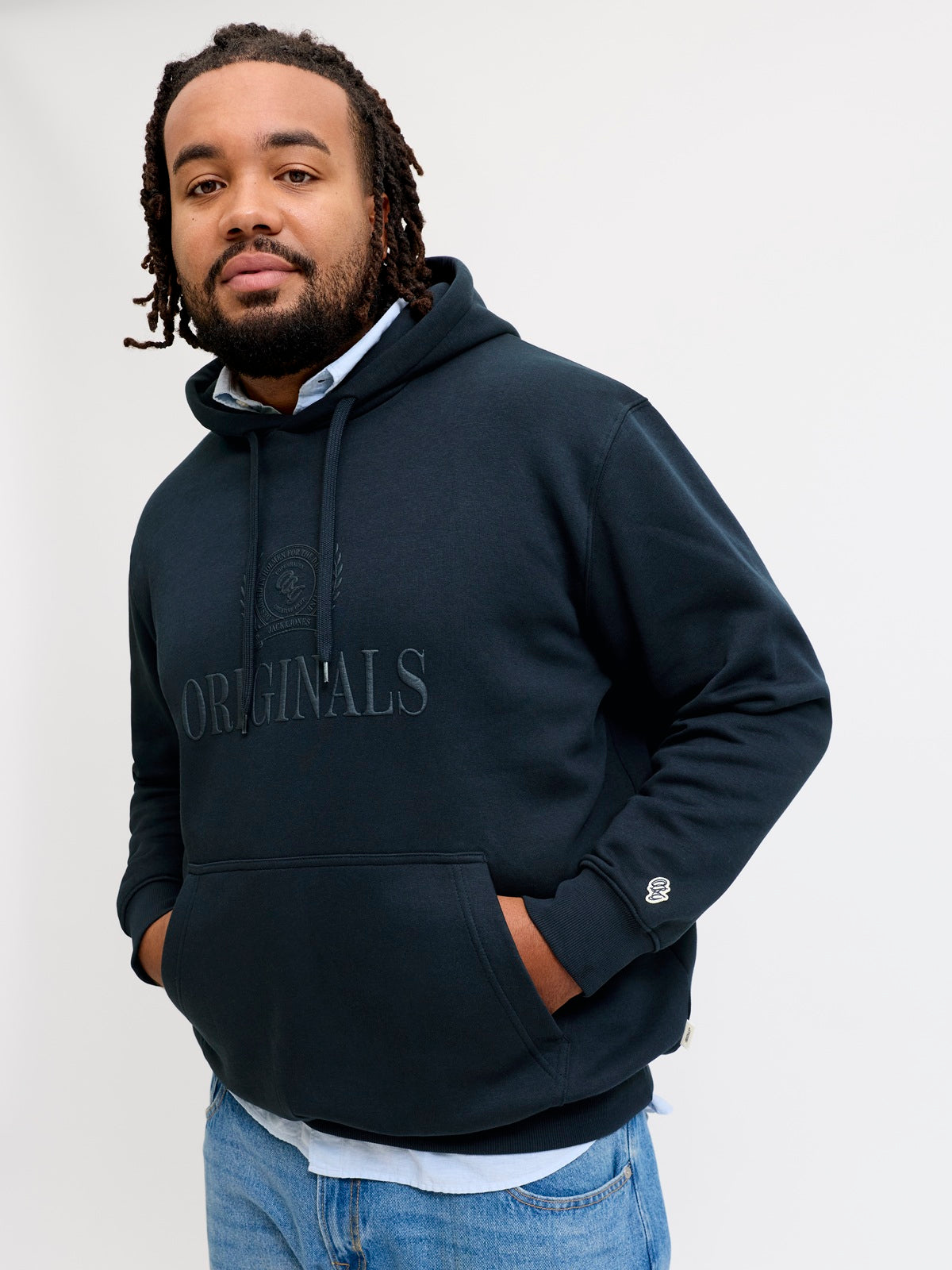 JACK&JONES JORFREDERIKSBERG MONOGRAM SWEAT BLAUW