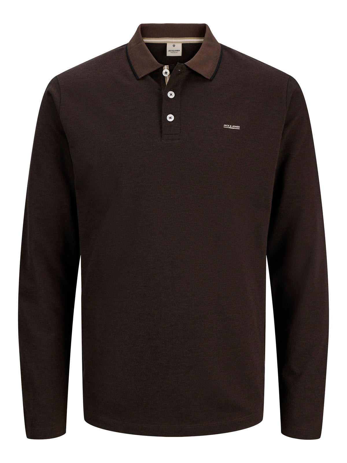JACK&JONES JPRBLUALVES LS POLO PLS KLEUR HOT FUDGE