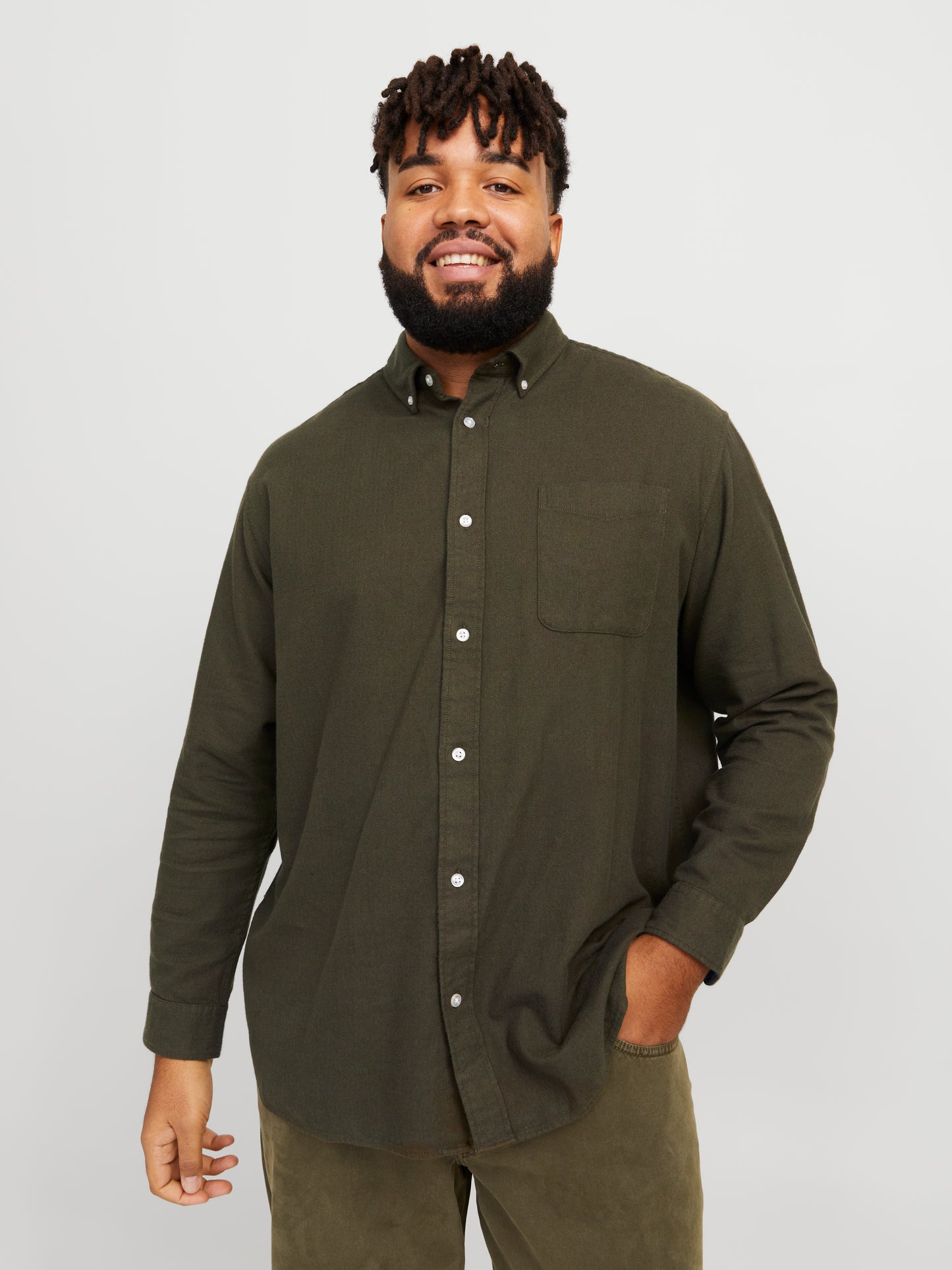 JACK&JONES  JPRBLUNORRIS FLANNEL LS SHIRT BF PLS GROEN