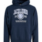 JACK&JONES  JJMAKO SWEAT HOOD PLS BLAUW