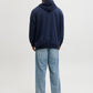 JACK&JONES  JJMAKO SWEAT HOOD PLS BLAUW